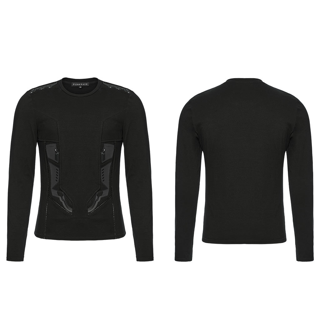 WT-934TCM Cyber Goth Long Sleeve Punk T-Shirt with Shoulder Straps?-??Punk Rave Clothing