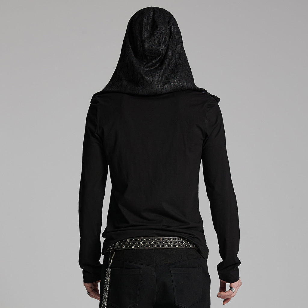 WT-937TCM Mens Gothic Crisscross Hooded Long Sleeve Punk T-Shirt?-??Punk Rave Clothing