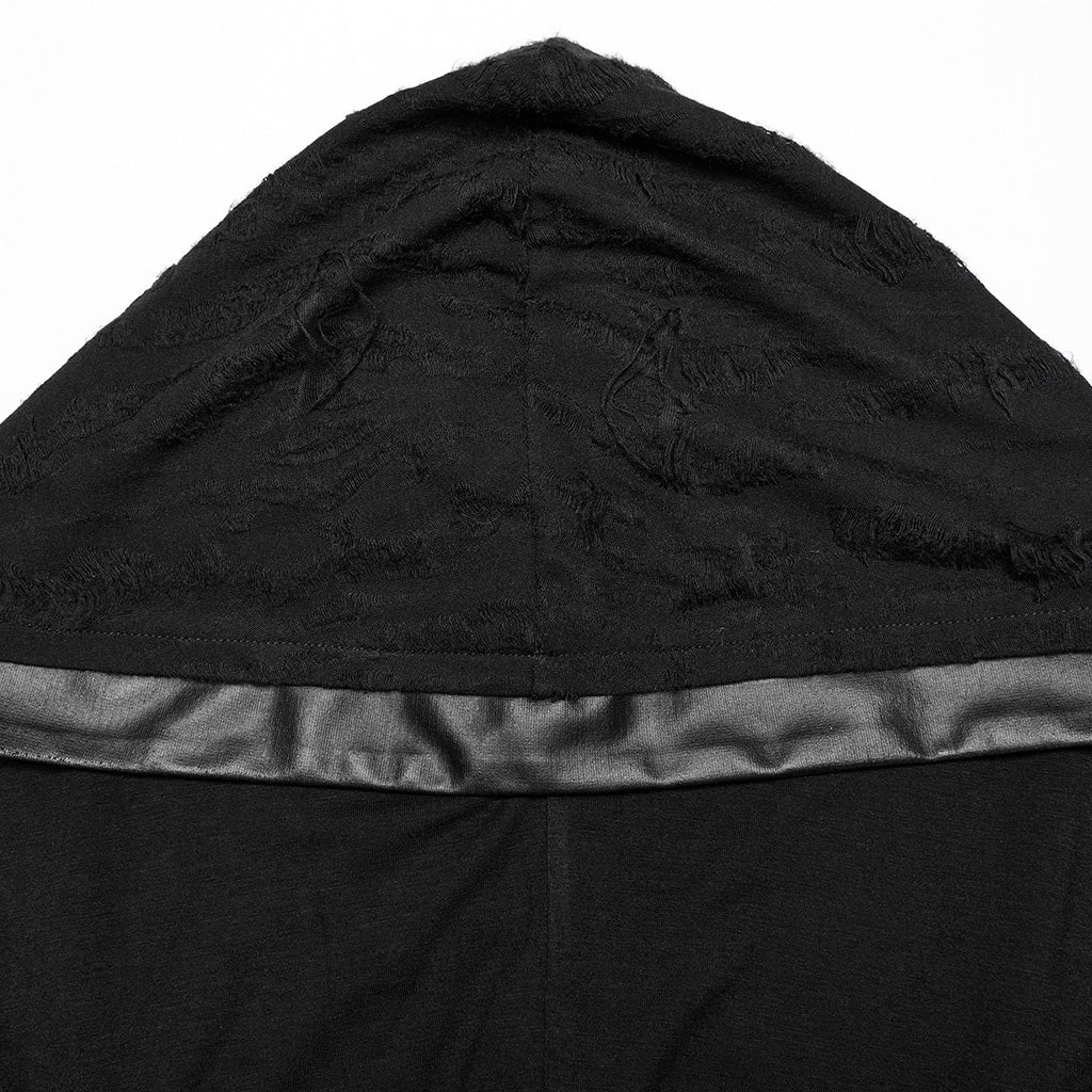 WT-948DQM Gothic Lace-Up Hooded Punk T-Shirt Long Sleeve Black?-??Punk Rave Clothing