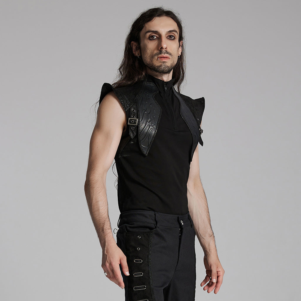 WT-953TDM Edgy Black Winged Shoulder Punk T-Shirt Sleeveless Cyberpunk?-??Punk Rave Clothing