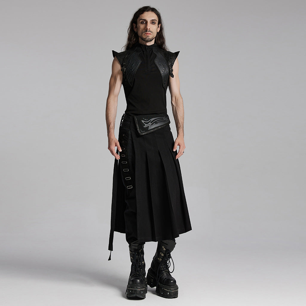 WT-953TDM Edgy Black Winged Shoulder Punk T-Shirt Sleeveless Cyberpunk?-??Punk Rave Clothing