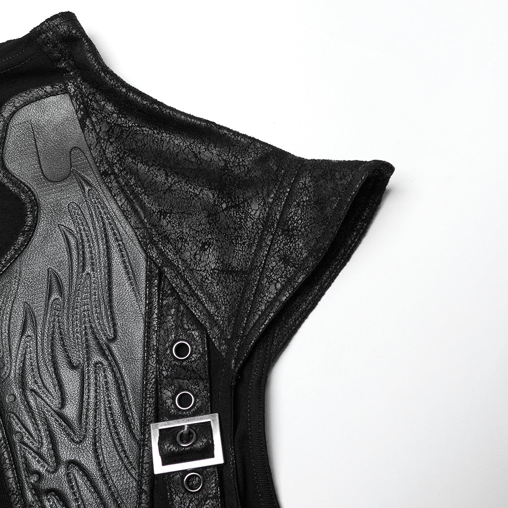 WT-953TDM Edgy Black Winged Shoulder Punk T-Shirt Sleeveless Cyberpunk?-??Punk Rave Clothing