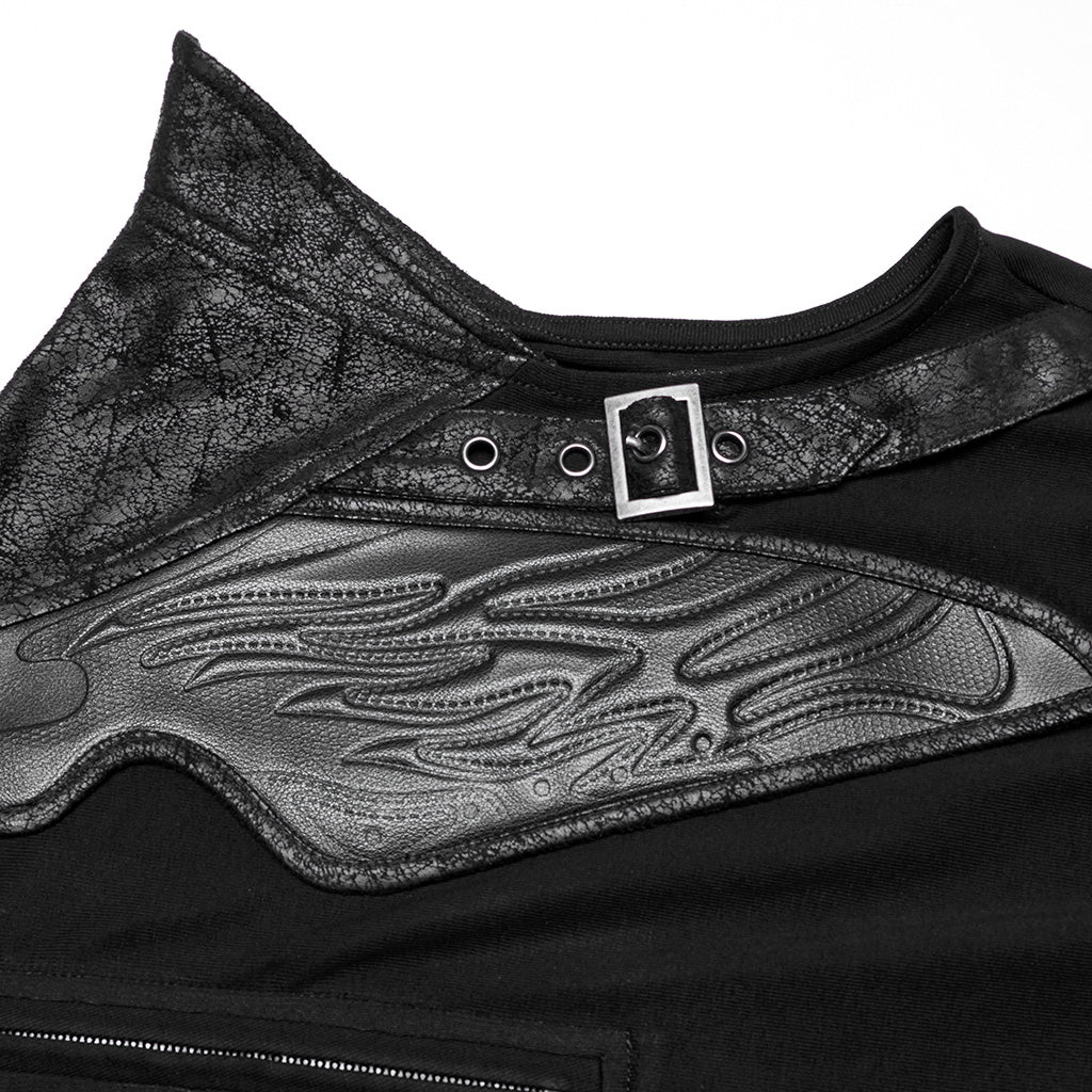 WT-953TDM Edgy Black Winged Shoulder Punk T-Shirt Sleeveless Cyberpunk?-??Punk Rave Clothing