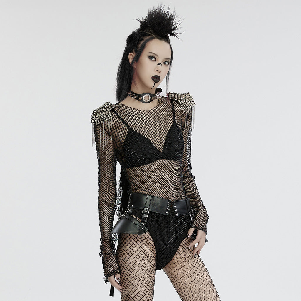 WT-957TCF Neon Spiked Mesh Bodysuit Punk Accessories Edgy Design?-??Punk Rave Clothing
