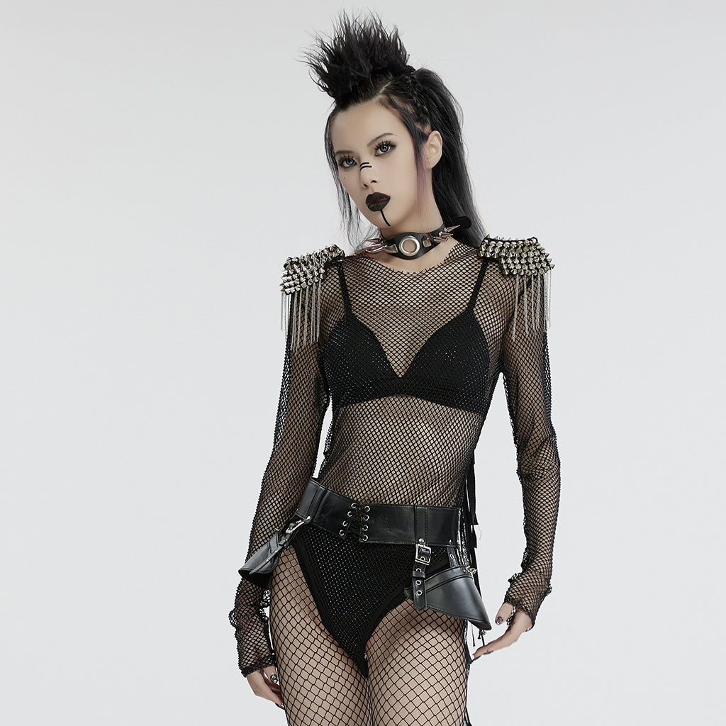 WT-957TCF Neon Spiked Mesh Bodysuit Punk Accessories Edgy Design?-??Punk Rave Clothing