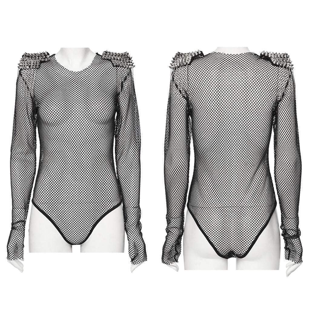 WT-957TCF Neon Spiked Mesh Bodysuit Punk Accessories Edgy Design?-??Punk Rave Clothing