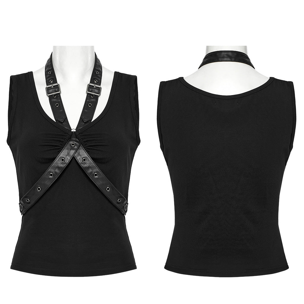 WT-962BXF Punk Vests Sleeveless Top with Strappy Harness Details