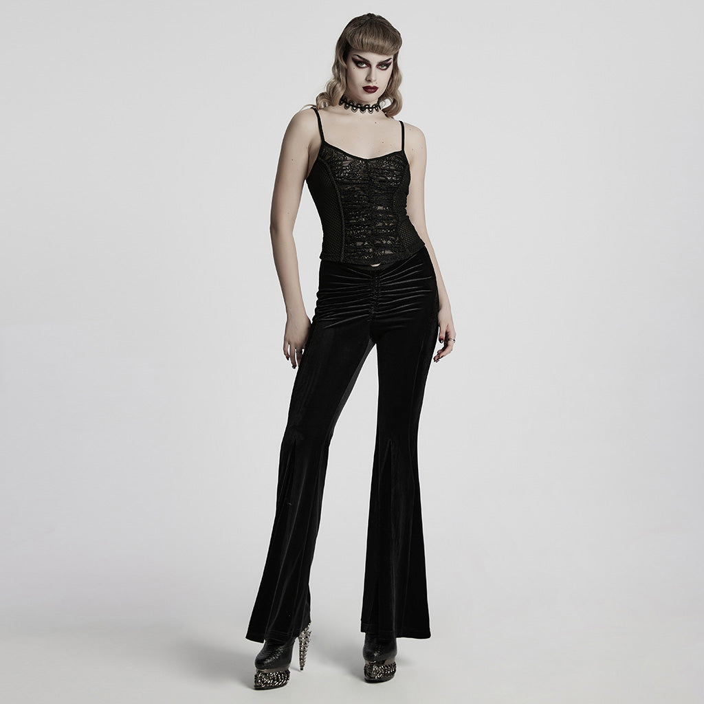 WT-972DDF Gothic Black Lace Mesh Punk Corset Top Vintage Style