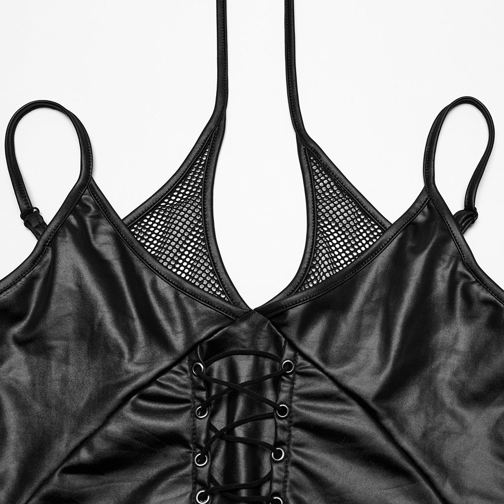 WT-984BXF Edgy Gothic Lace-Up Tank Top Punk Shirts Womens Fashion