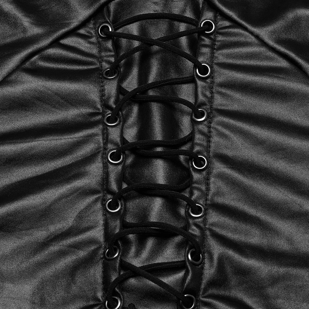 WT-984BXF Edgy Gothic Lace-Up Tank Top Punk Shirts Womens Fashion