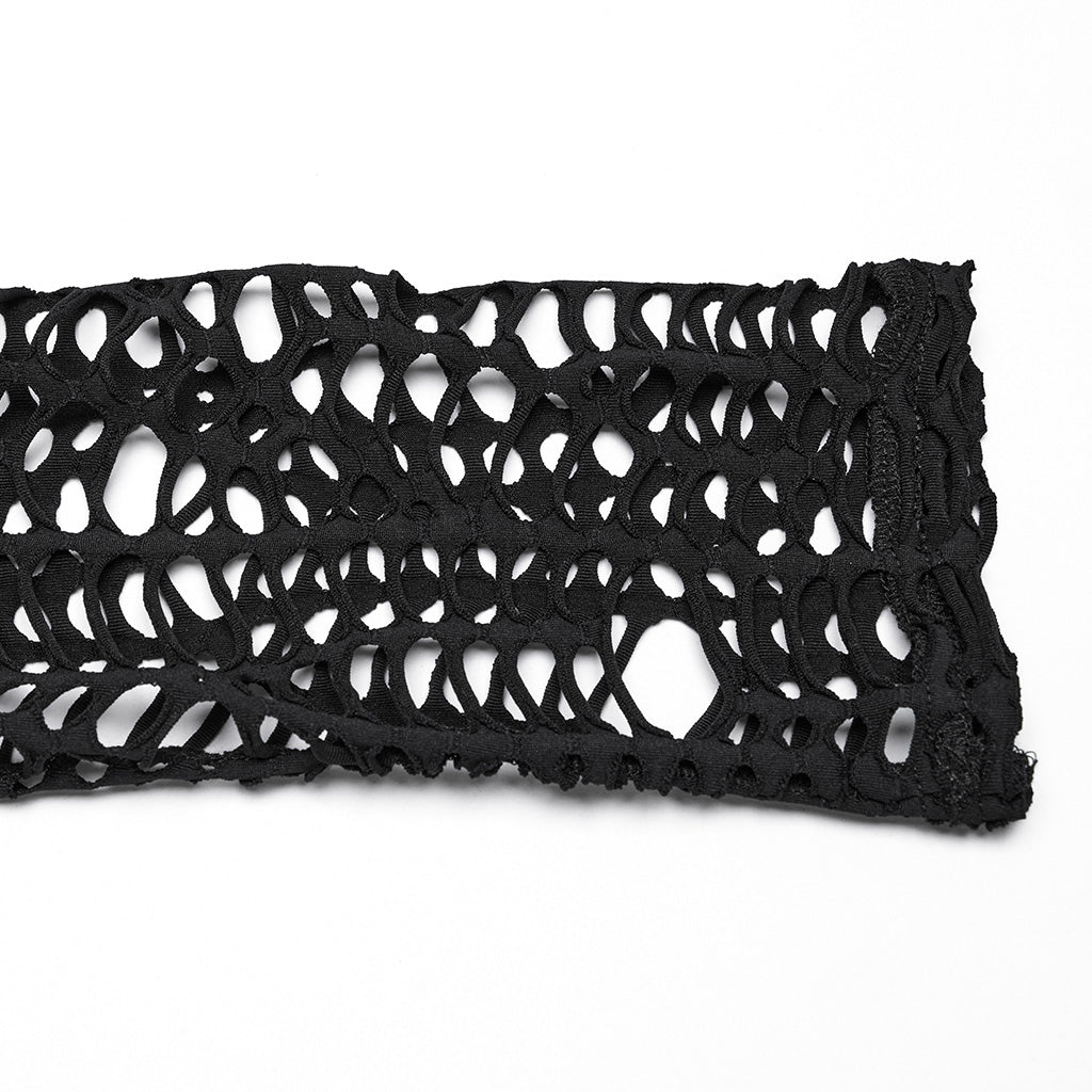 WT-985TCF Edgy Fishnet Punk T-Shirt Gothic Mesh Long Sleeve Top