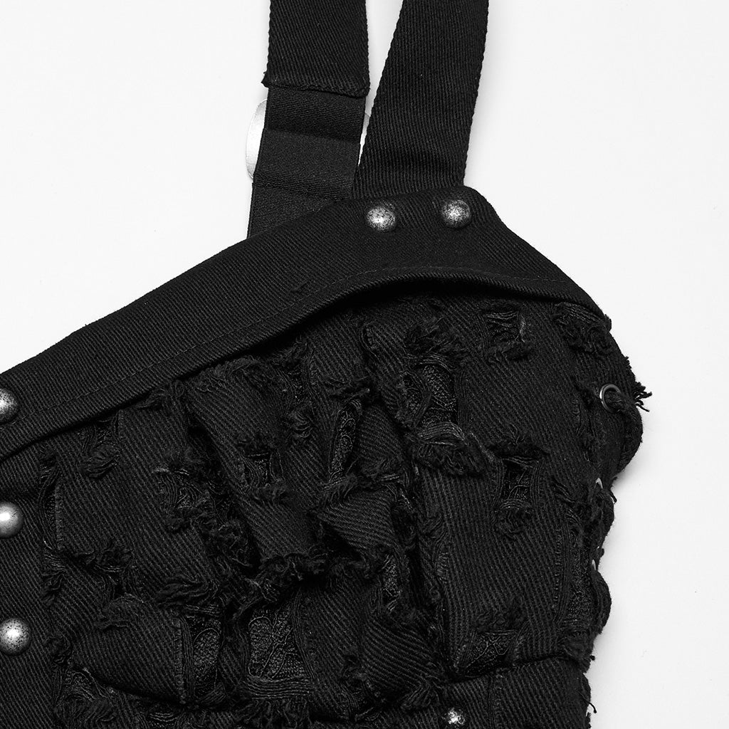 WT-987DQF Edgy Studded Punk Vest with Buckles and Straps Design