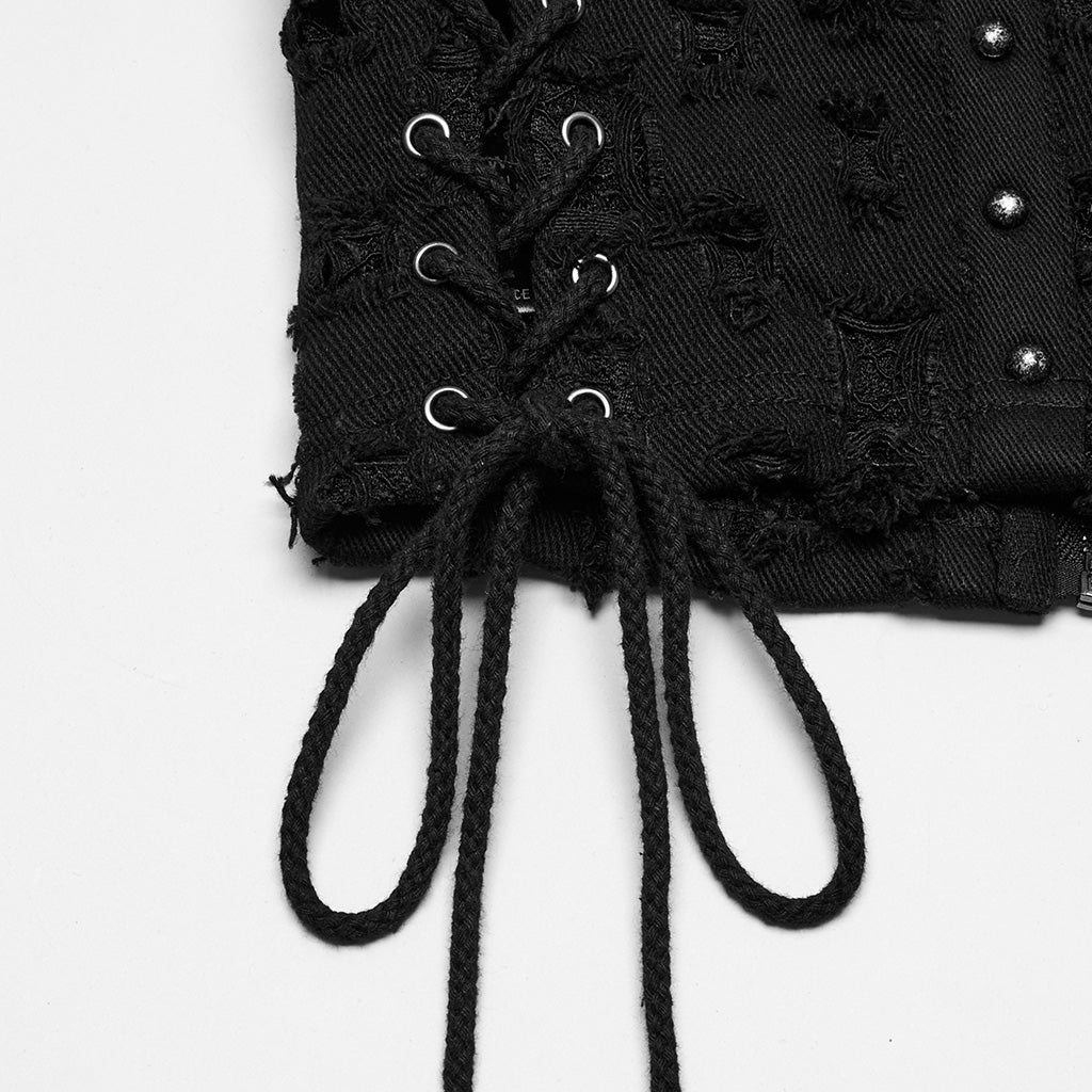 WT-987DQF Edgy Studded Punk Vest with Buckles and Straps Design