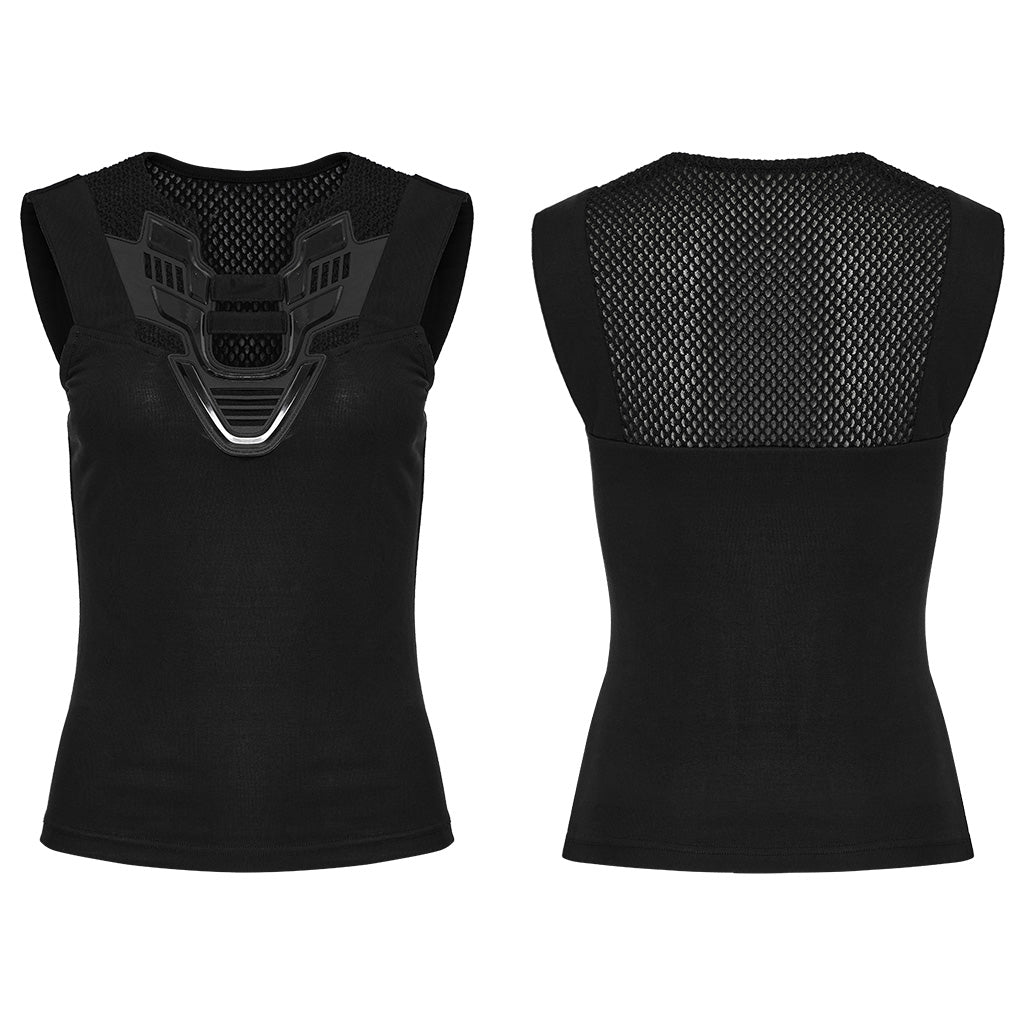 WT-994TDF Edgy Black Cutout Punk Vests Gothic Sleeveless Design