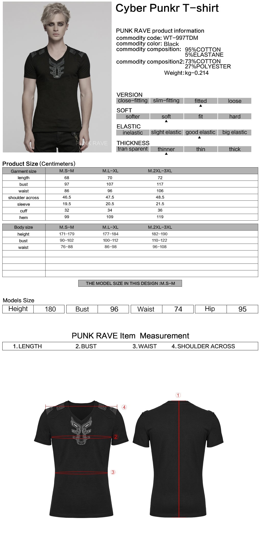 WT-997TDM Edgy Black Gothic Strap Design Punk T-Shirts Men?????????????????¨¬??????o???????????????¨¬????????????????????¨¬??????s Fashion