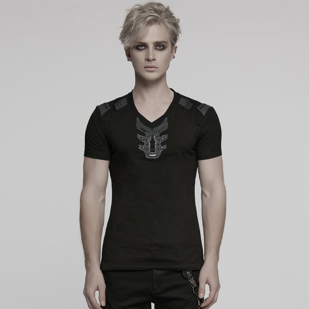 WT-997TDM Edgy Black Gothic Strap Design Punk T-Shirts Men?????????????????¨¬??????o???????????????¨¬????????????????????¨¬??????s Fashion