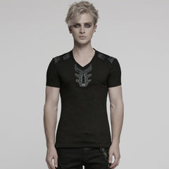 WT-997TDM Edgy Black Gothic Strap Design Punk T-Shirts Men?????????????????¨¬??????o???????????????¨¬????????????????????¨¬??????s Fashion