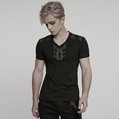 WT-997TDM Edgy Black Gothic Strap Design Punk T-Shirts Men?????????????????¨¬??????o???????????????¨¬????????????????????¨¬??????s Fashion
