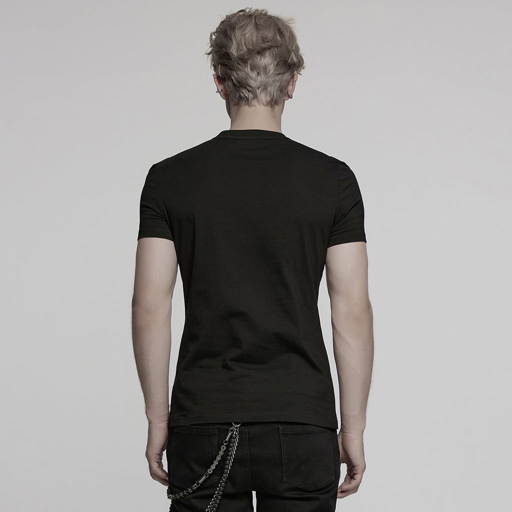 WT-997TDM Edgy Black Gothic Strap Design Punk T-Shirts Men?????????????????¨¬??????o???????????????¨¬????????????????????¨¬??????s Fashion