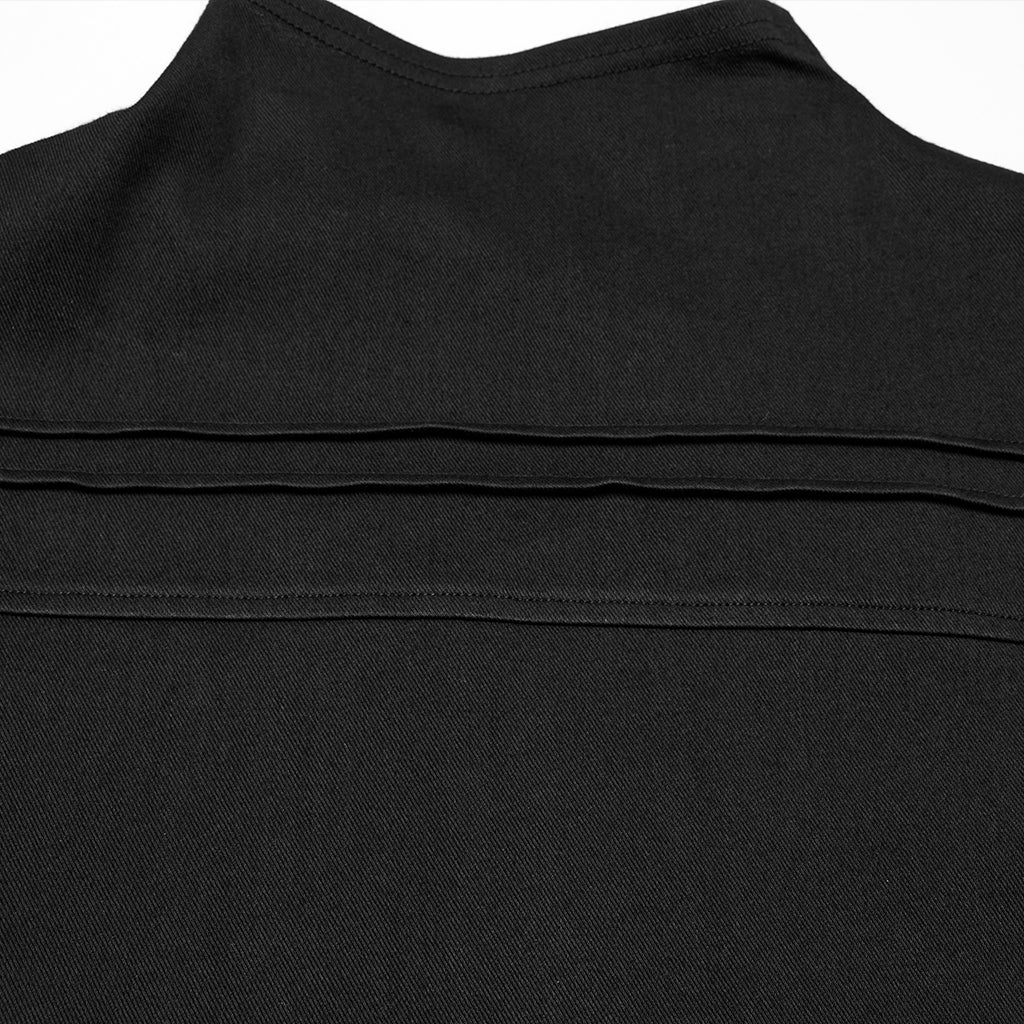 WT-998TCM Edgy Asymmetric Zip Punk T-Shirts with Military Collar