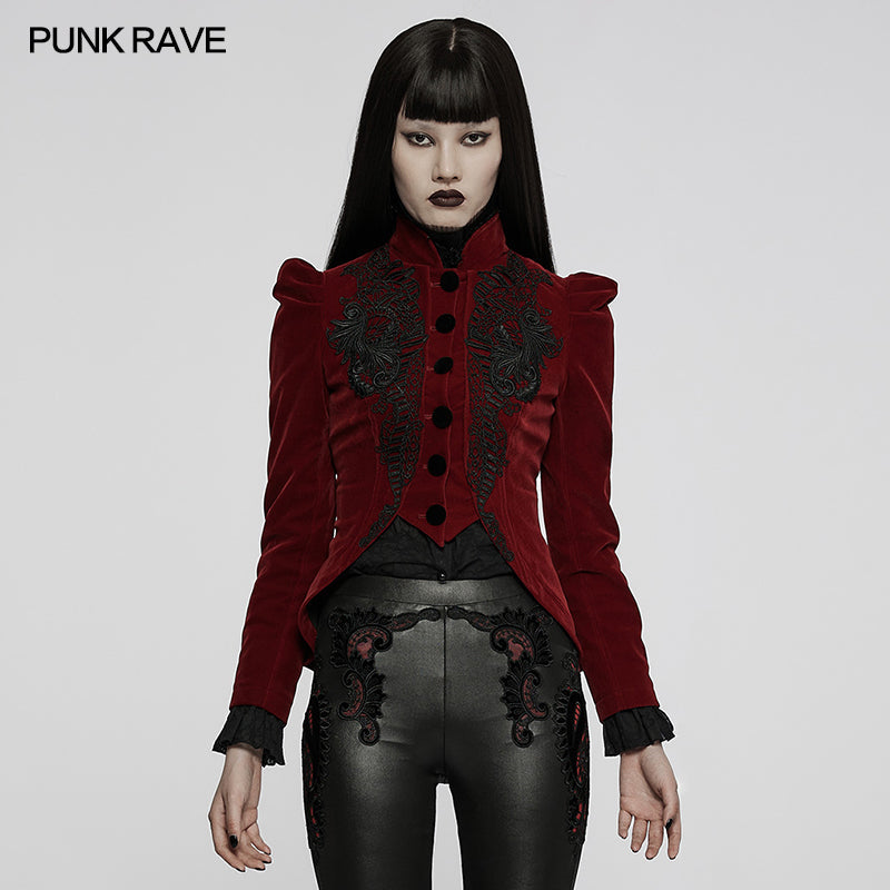 WY-1045LDF Red Velvet Elegant Gothic Vampire jacket