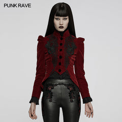 WY-1045LDF Red Velvet Elegant Gothic Vampire jacket