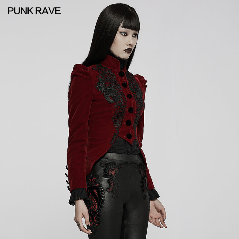 WY-1045LDF Red Velvet Elegant Gothic Vampire jacket