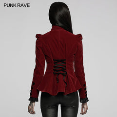 WY-1045LDF Red Velvet Elegant Gothic Vampire jacket