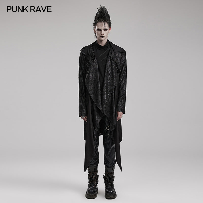 WY-1086DQM Punk Rave Gothic Asymmetrical Black Coat Dark Punk Rock Outerwear?-??Punk Rave Clothing