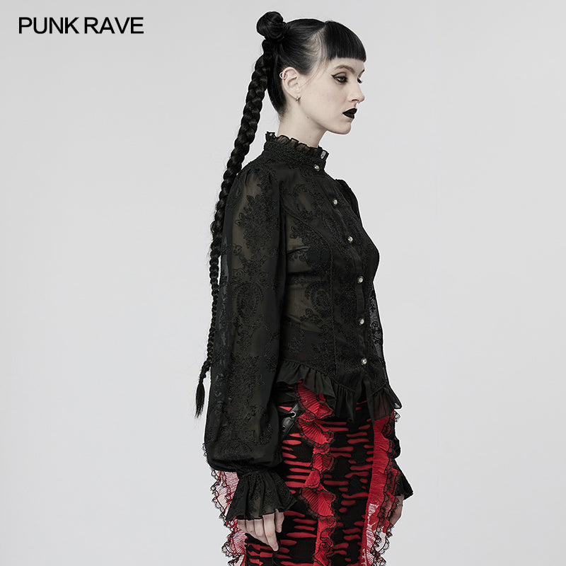 WY-1267CCF Punk Rave Gothic Lace Shirt Victorian Style black Blouse