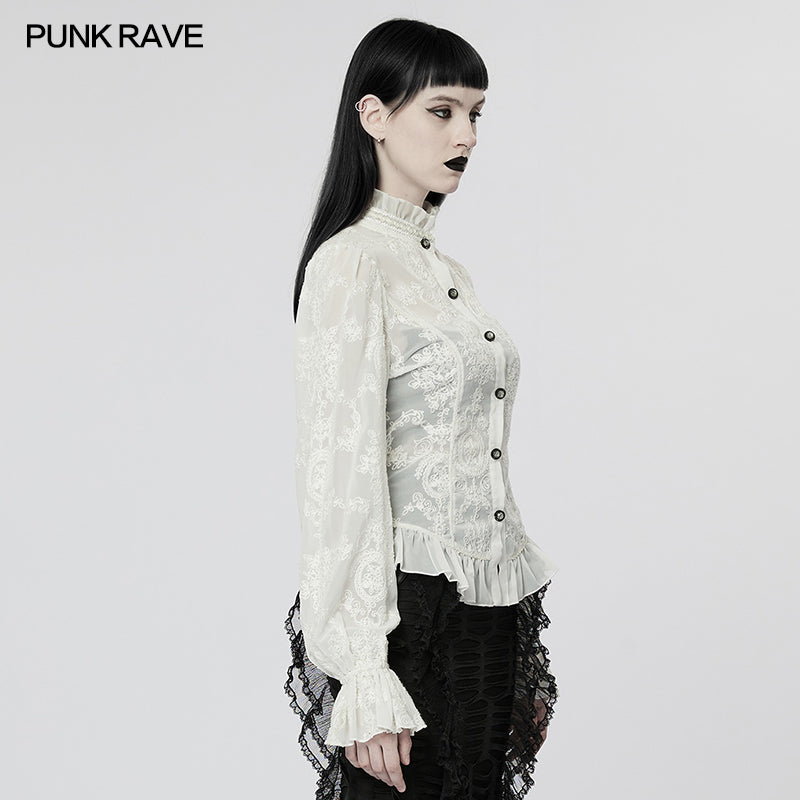 WY-1267CCF Punk Rave Gothic Lace Shirt Victorian Style black Blouse?-??Punk Rave Clothing