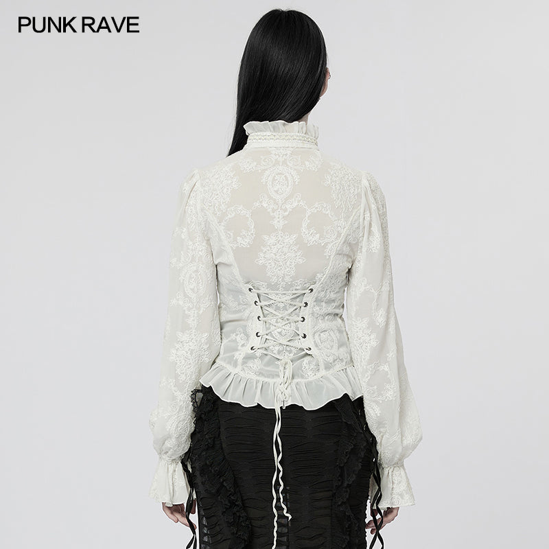 WY-1267CCF Punk Rave Gothic Lace Shirt Victorian Style black Blouse