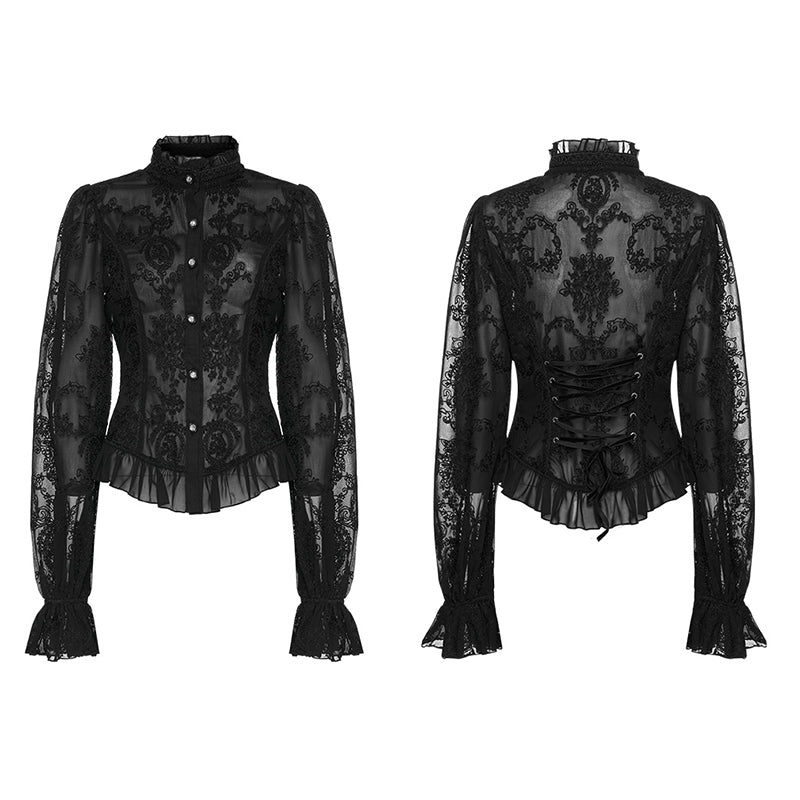 WY-1267CCF Punk Rave Gothic Lace Shirt Victorian Style black Blouse