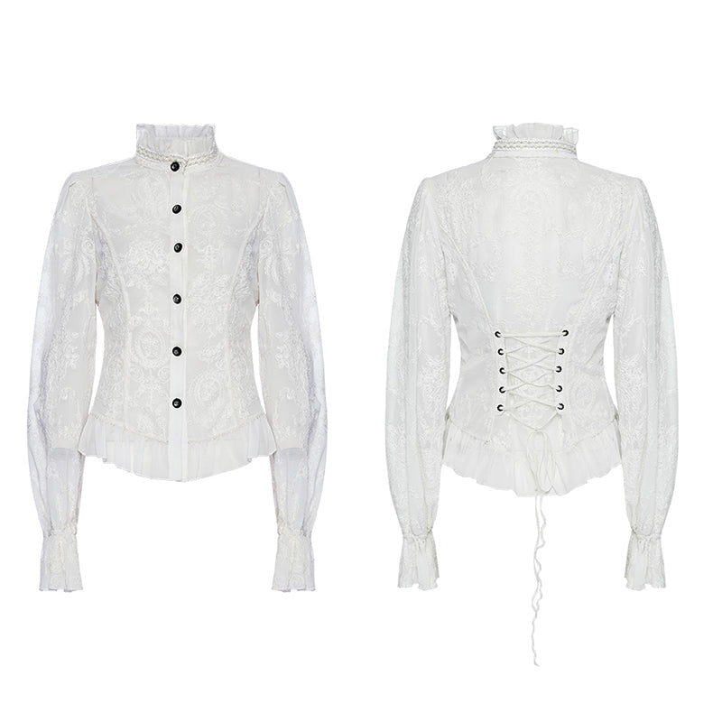 WY-1267CCF Punk Rave Gothic Lace Shirt Victorian Style black Blouse?-??Punk Rave Clothing
