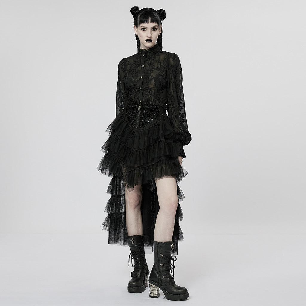 WY-1267CCF Punk Rave Gothic Lace Shirt Victorian Style black Blouse?-??Punk Rave Clothing