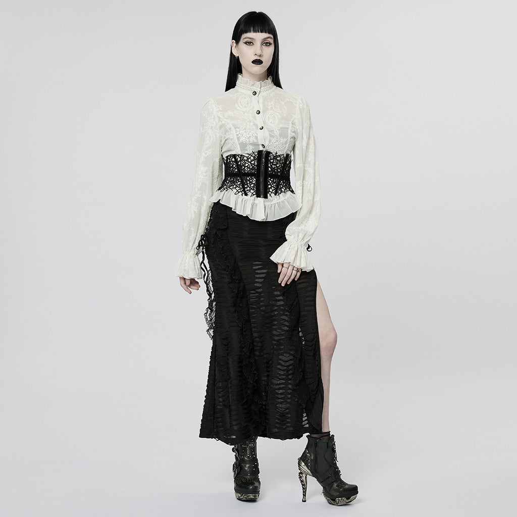 WY-1267CCF Punk Rave Gothic Lace Shirt Victorian Style black Blouse?-??Punk Rave Clothing