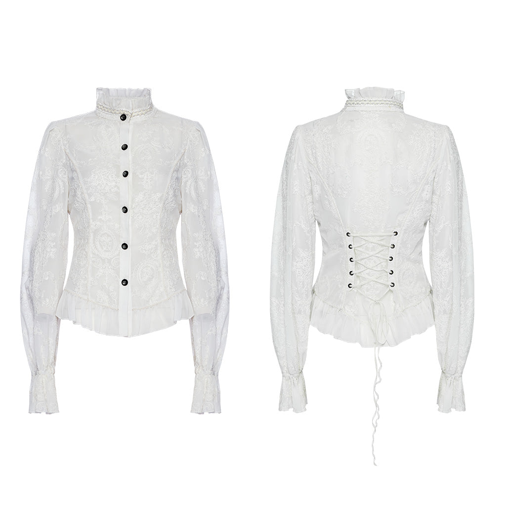 WY-1267CCF Punk Rave Gothic Lace Shirt Victorian Style black Blouse?-??Punk Rave Clothing