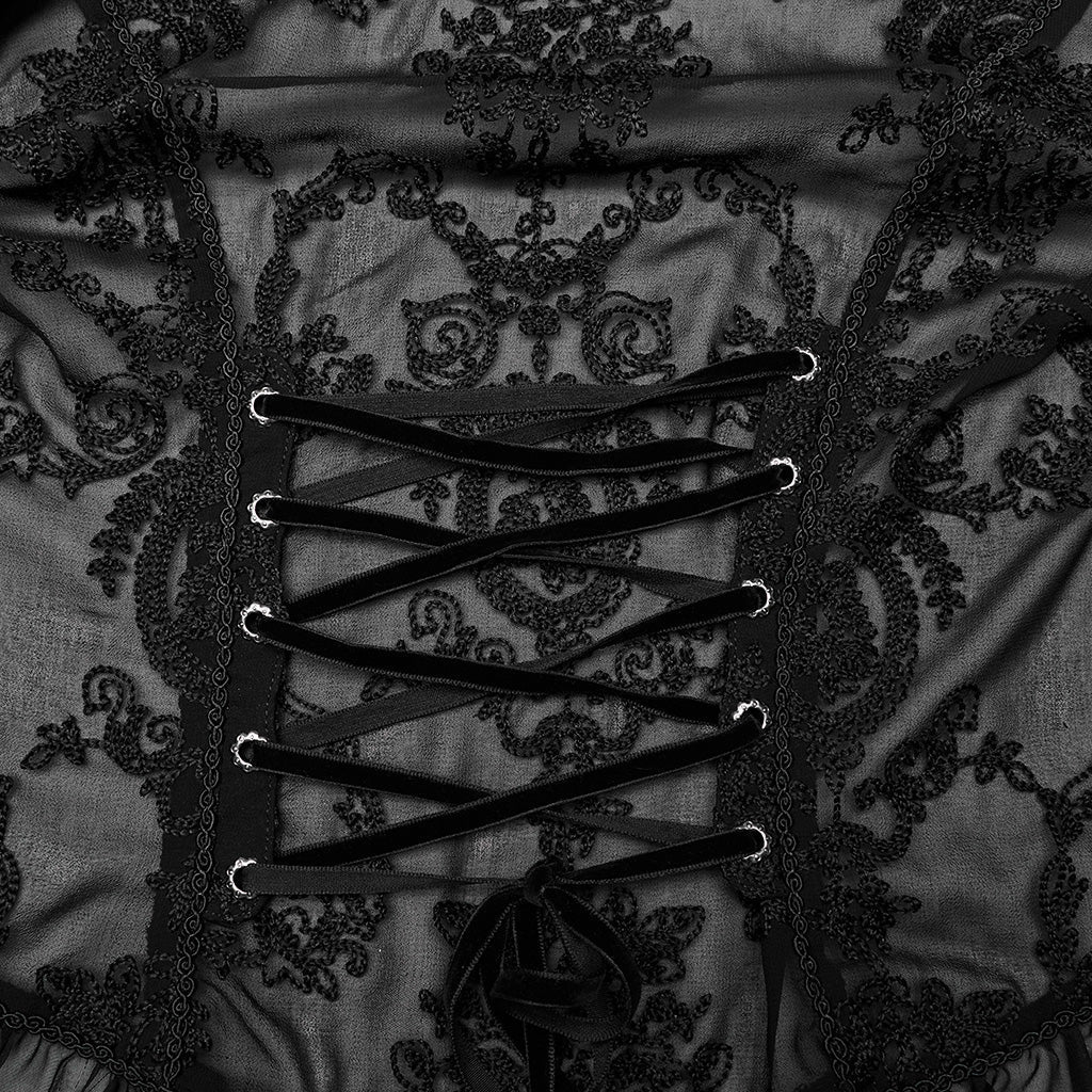 WY-1267CCF Punk Rave Gothic Lace Shirt Victorian Style black Blouse?-??Punk Rave Clothing