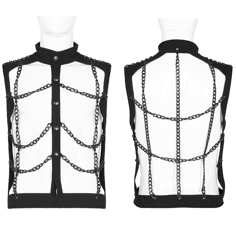 WY-1287MJM PUNK personality chain hollow-out vest