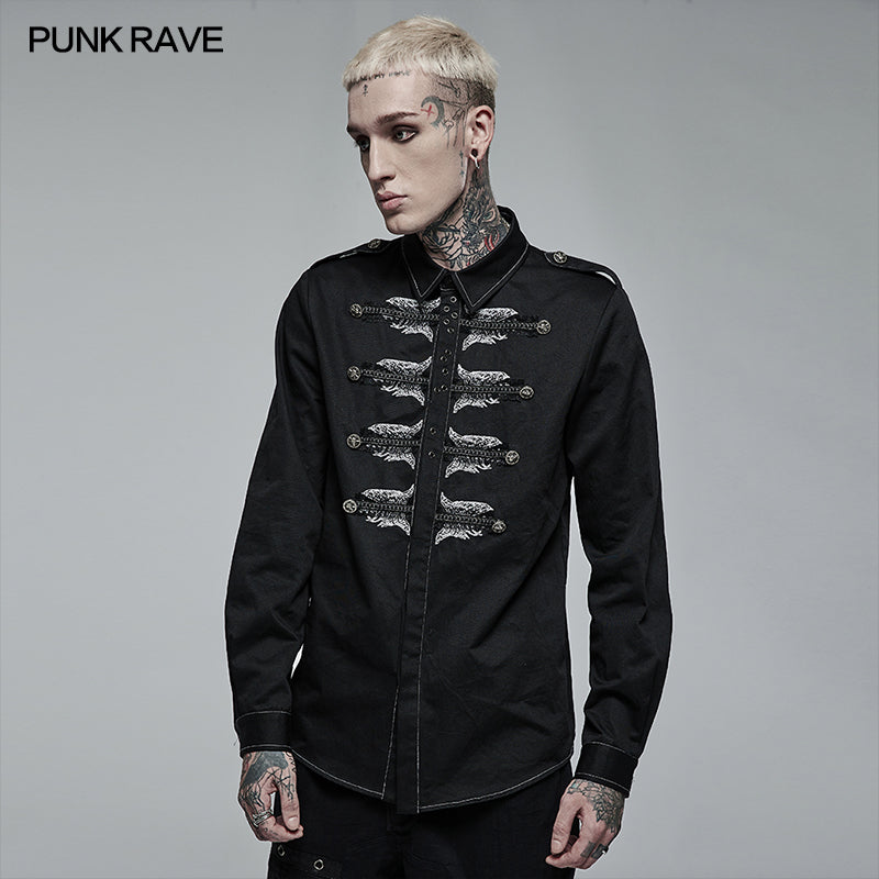 WY-1368XCM Punk personalized skull Embroidery Shirt