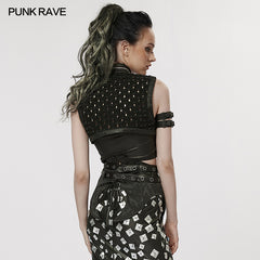 WY-1388XDF Punk Rave Punk Shoulder Shrug Studded Harness Bolero Gothic Crop Vest