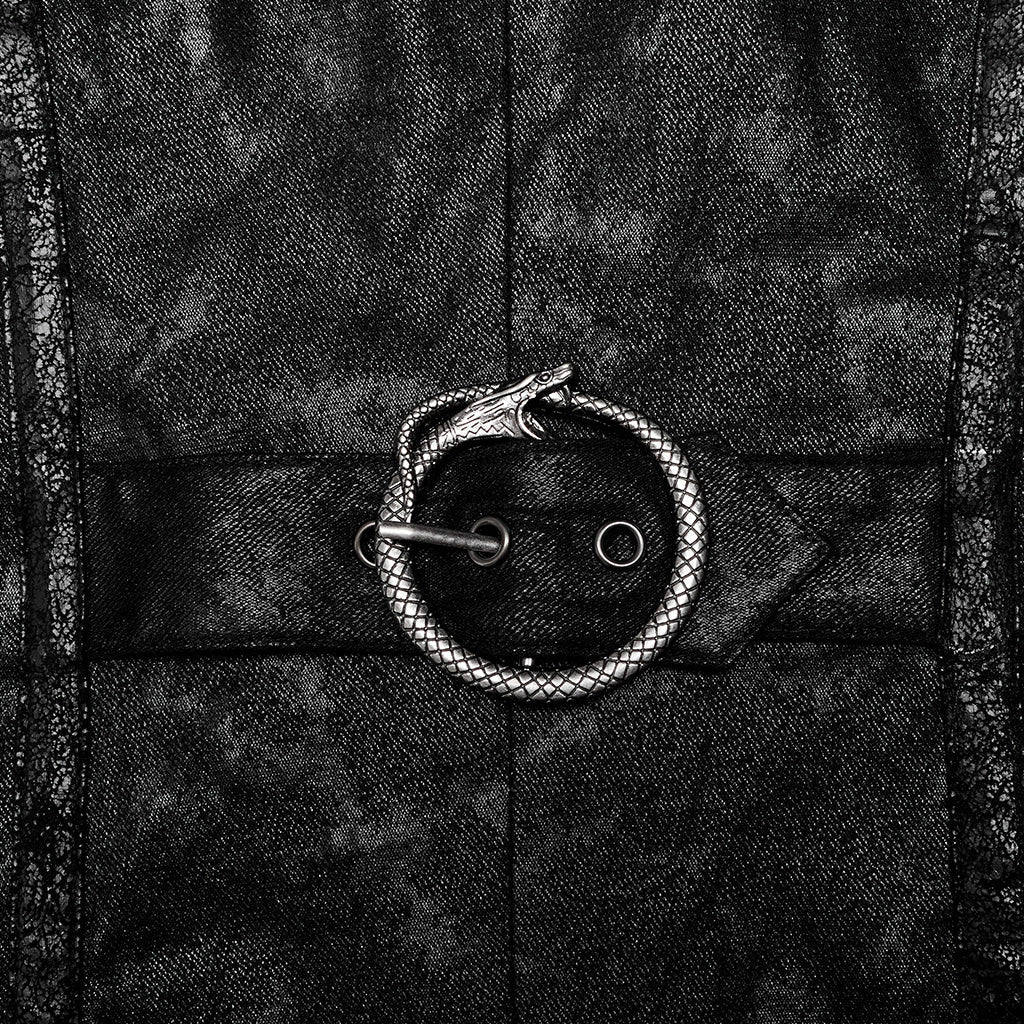 WY-1410DQM Mystic Chains Gothic Hooded Punk Coat with Buckle Details?-??Punk Rave Clothing