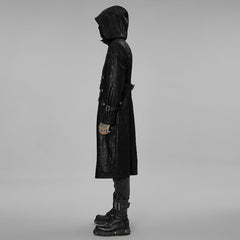WY-1410DQM Mystic Chains Gothic Hooded Punk Coat with Buckle Details?-??Punk Rave Clothing