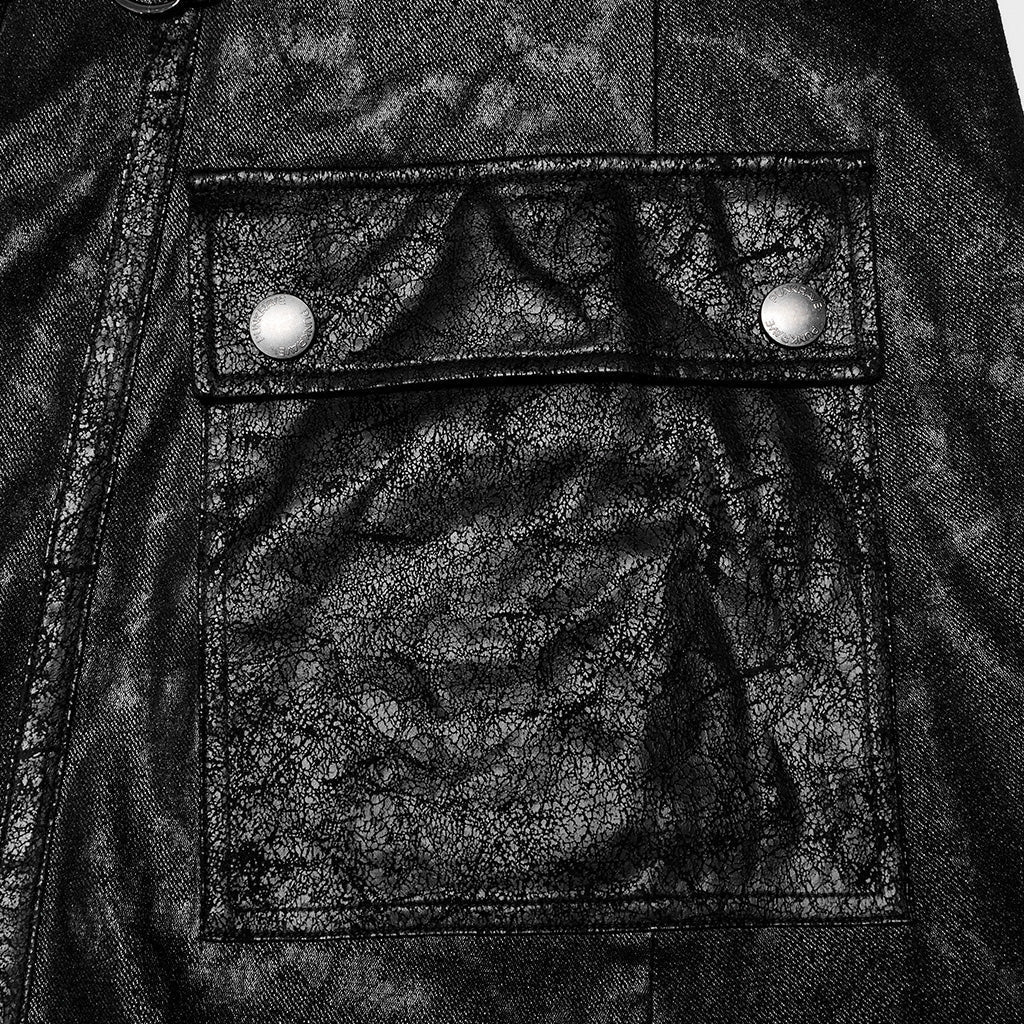 WY-1410DQM Mystic Chains Gothic Hooded Punk Coat with Buckle Details?-??Punk Rave Clothing