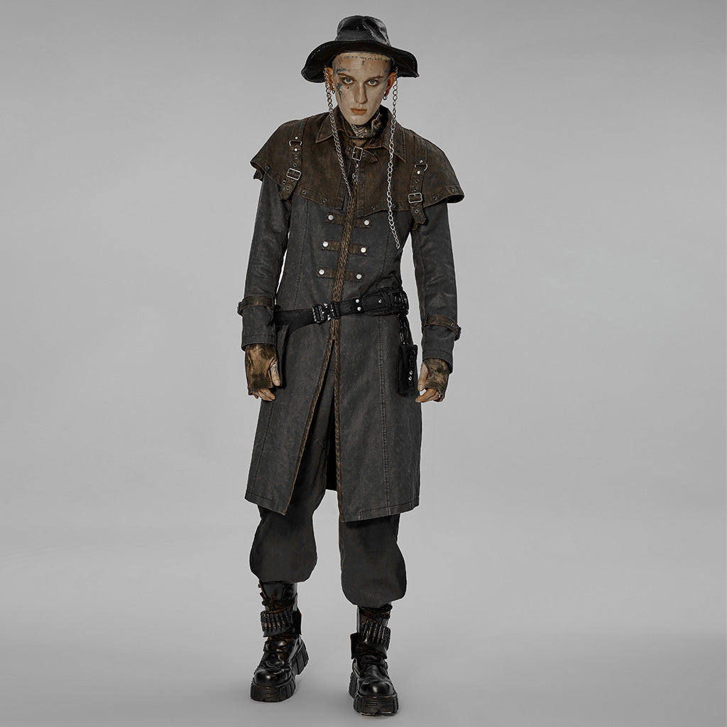 WY-1412XCM Punk Rave Gothic Coat Steampunk Long Trench with Harness Details?-??Punk Rave Clothing
