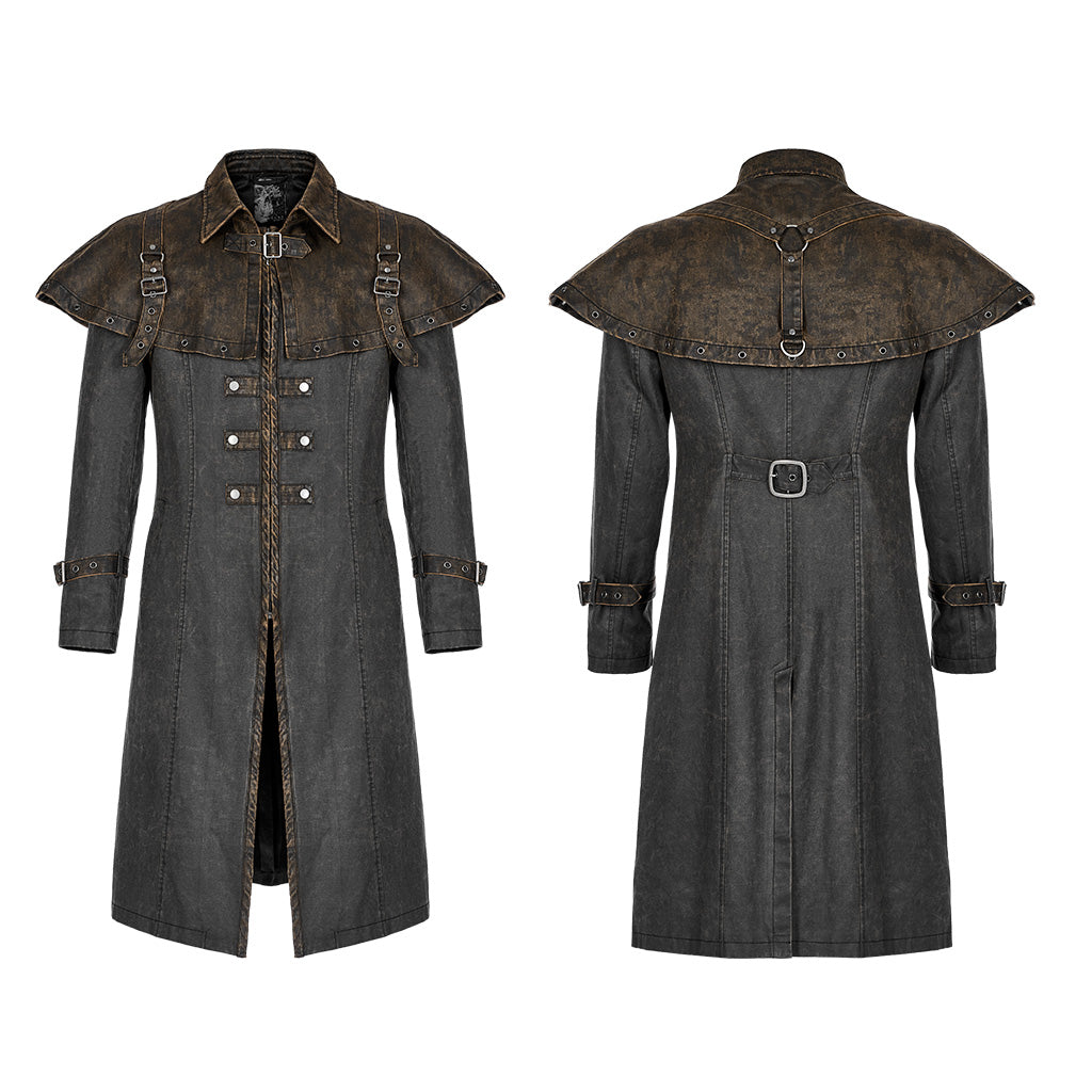 WY-1412XCM Punk Rave Gothic Coat Steampunk Long Trench with Harness Details?-??Punk Rave Clothing