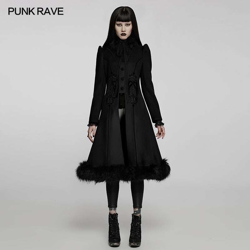 WY-1414ECF Goth gorgeous faux wool long coat -  Punk Rave Clothing