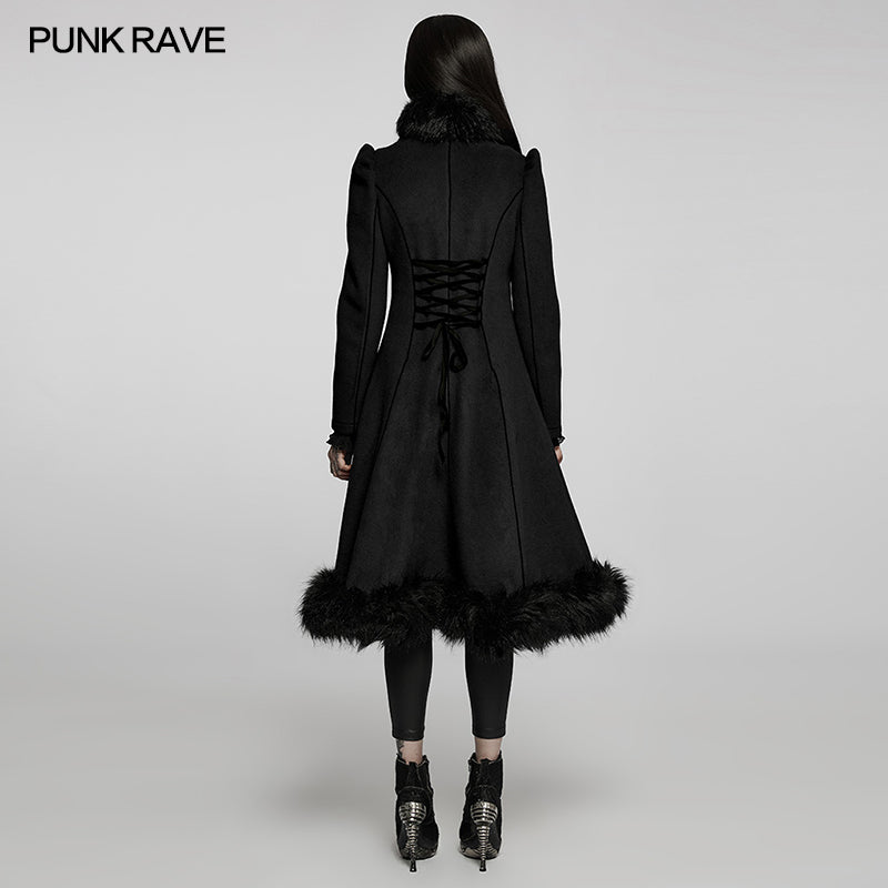 WY-1414ECF Goth gorgeous faux wool long coat -  Punk Rave Clothing