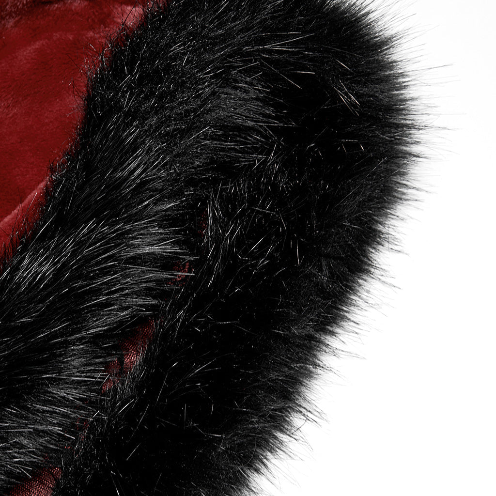 WY-1423DPF Elegant Gothic Faux Fur Hooded Cloak Long Coat?-??Punk Rave Clothing