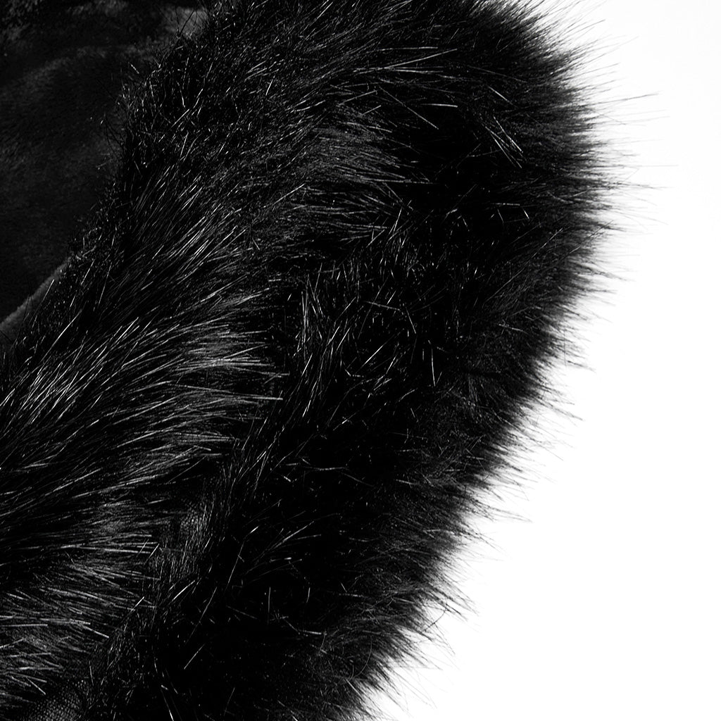 WY-1423DPF Elegant Gothic Faux Fur Hooded Cloak Long Coat?-??Punk Rave Clothing